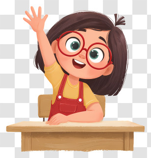 Schoolgirl Raising Hand In Classroom - Enthusiastic Student Raising Hand Transparent PNG