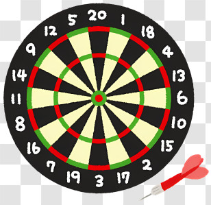 Darts - Colorful Dartboard With A Dart Illustration Transparent PNG