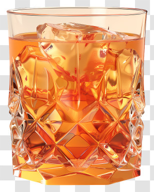 Aperol - Glass Of Whiskey With Ice Cubes Transparent PNG