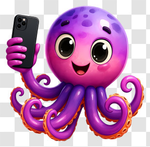Octopus - Cute Octopus Taking Selfie Transparent PNG