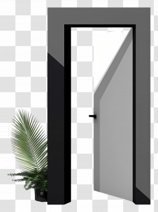 Metal Door Frame - Modern Open Door With Plant Transparent PNG