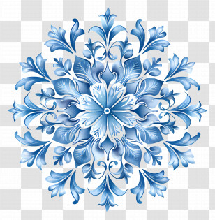 Snowflake - Elegant Blue Floral Decorative Pattern Transparent PNG