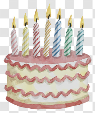 Birthday Cake - Festive Birthday Cake With Lit Candles Transparent PNG