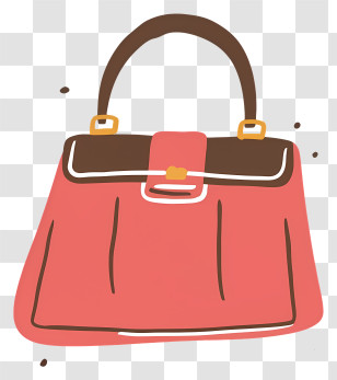 Red Handbag Illustration - Red Handbag Illustration With Brown Handle Transparent PNG