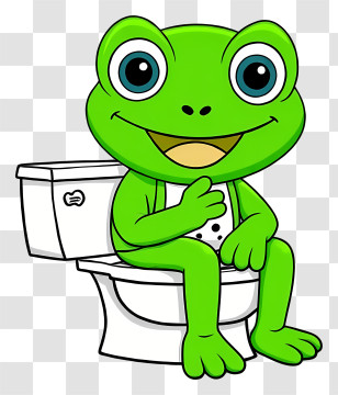 Cartoon Frog - Frog Sitting On Toilet Transparent PNG