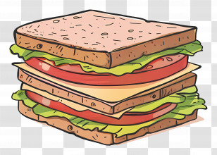 Sandwich With Layers - Layered Sandwich With Fresh Ingredients Transparent PNG