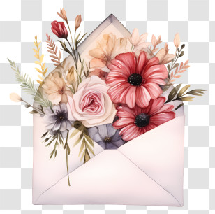 Flower Bouquet - Envelope With Beautiful Floral Arrangement Transparent PNG