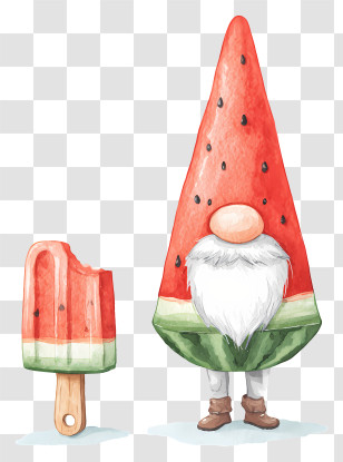 Hello Summer - Watermelon Gnome With Ice Cream Transparent PNG
