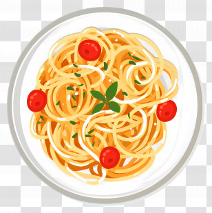 Noodles - Italian Spaghetti With Cherry Tomatoes Transparent PNG