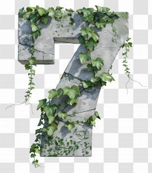 Number 7 - Stone Number 7 With Ivy Transparent PNG