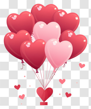 Minimalized Flat Vector Illustrate - Heart Shaped Balloons For Romantic Occasions Transparent PNG