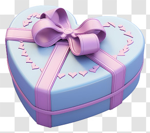 Heart Box - Blue Heart-Shaped Gift Box With Purple Ribbon Transparent PNG