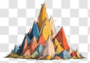 Cartoon Mountain - Colorful Artistic Mountains Transparent PNG