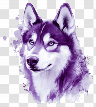 Purple Husky Dog - Purple Husky Illustration Transparent PNG