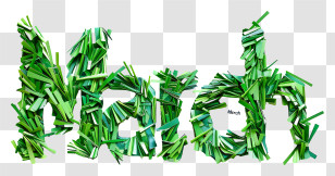 March - Green Text Typography With Grass Transparent PNG