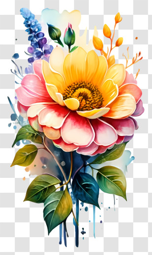 Flower Painting - Vibrant Flower Artwork With Botanical Touch Transparent PNG