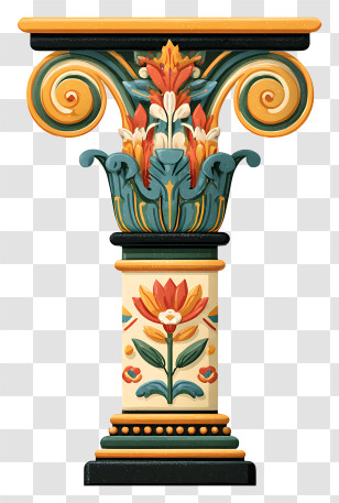 Ornate Standalone Column - Ornate Decorative Column With Floral Design Transparent PNG