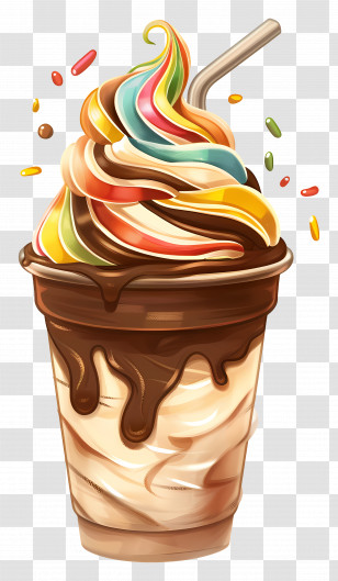 Cup Ice Cream - Rainbow Swirl Ice Cream Cone Illustration Transparent PNG