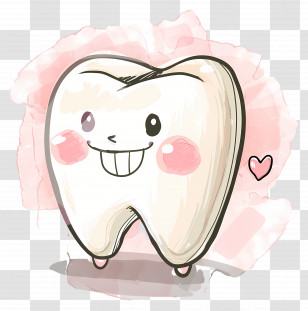 Teeth - Smiling Cartoon Tooth With Heart Transparent PNG
