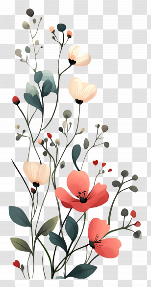 Flower Banner - Beautiful Botanical Floral Illustration Transparent PNG