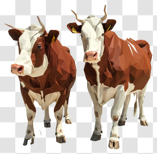 Hereford Cattle - 3D Cartoon Two Brown And White Cows Transparent PNG