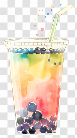 Bubble Tea - Bubble Tea In A Plastic Cup Illustration Transparent PNG
