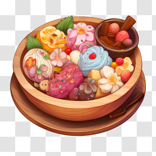 Halloween Candies Bowl - Bowl Of Colorful Ice Cream With Decorative Toppings Transparent PNG