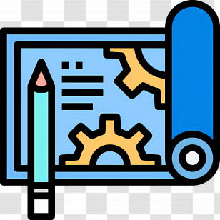 Construction Drawing - Blueprint With Pencil And Gears Transparent PNG