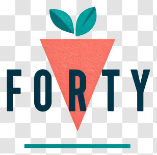 Forty Logo - Coral Carrot Triangle Logo With Leaves Transparent PNG