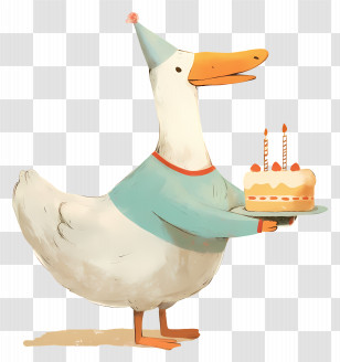 Cartoon Duck - Duck Holding Birthday Cake Transparent PNG