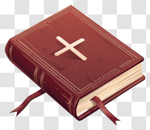 Bible - Brown Leather Bible With Cross On Cover Transparent PNG