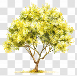Acacia Tree - Beautiful Yellow Flowering Tree Transparent PNG