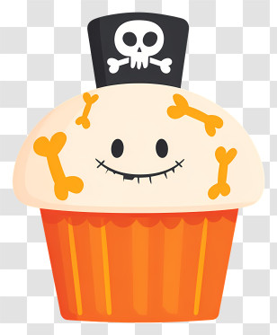 Halloween Cupcake With Skull - Spooky Halloween Cupcake Transparent PNG