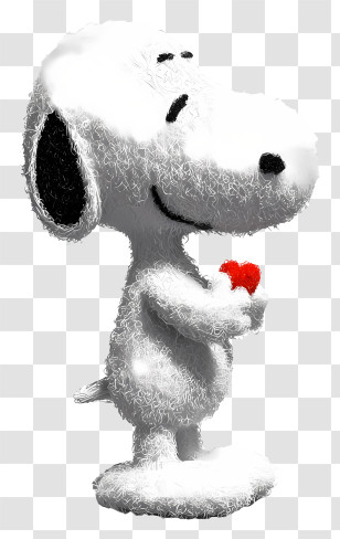 Cartoon Snoopy - White Dog Holding A Heart Transparent PNG