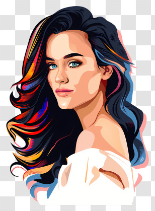 Katy Perry - Beautiful Woman Illustrated Portrait Transparent PNG