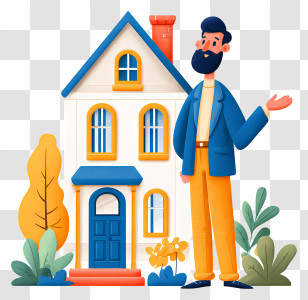 Real Estate Agent Giving House Tour - Small Cute Doodle House Transparent PNG