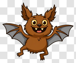 Cartoon Halloween Bat - Happy Brown Bat Cartoon Transparent PNG
