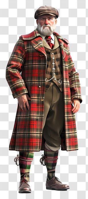 Tartan Day - Old Man In Plaid Coat Transparent PNG