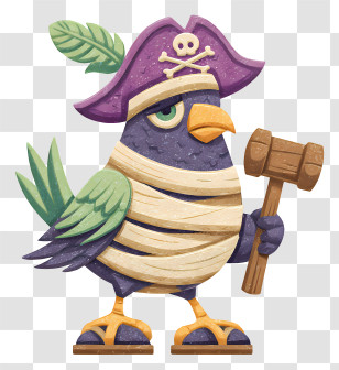 Mummy Pirate Bird - Purple Pirate Bird Vector Transparent PNG