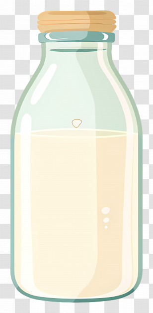 Milk Bottle - Glass Bottle Filled With Milk Illustrated Transparent PNG