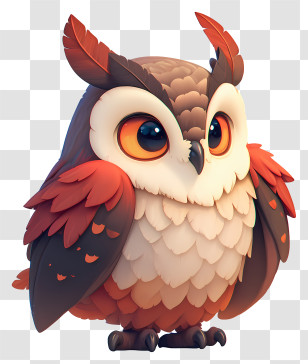 Cute Owl - Chubby Red-Brown Owl Cartoon Transparent PNG