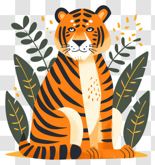 Tiger - Cute Cartoon Tiger In A Jungle Setting Transparent PNG