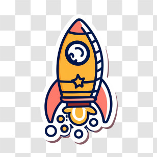 Cartoon Rocket - Cute Yellow Rocket Doodle Illustration Transparent PNG