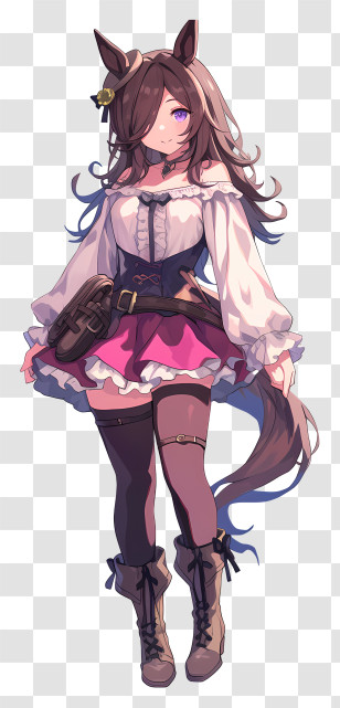 Umamusume Pretty Derby - Stylish Corset Horse-girl With Pink Skirt Transparent PNG