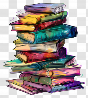 Book Pile - Colorful Stack Of Books For Reading Enthusiasts Transparent PNG