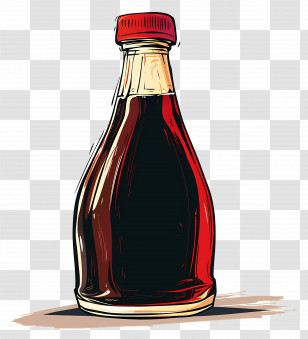 Soy Sauce - Illustration Of Sauce Bottle With A Red Lid Transparent PNG