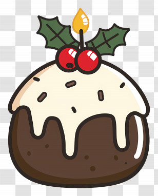 Christmas Pudding - Christmas Pudding With Holly Decoration Transparent PNG
