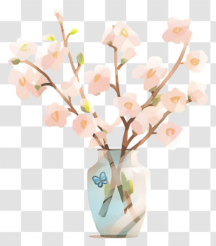 Peach Blossom Branches - Flower Vase With Branches Transparent PNG