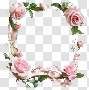 Wedding Border - Pink Rose Floral Frame For Decor Transparent PNG