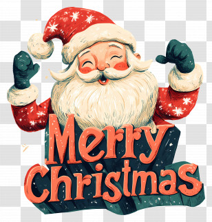 Merry Christmas - Smiling Santa Claus With Merry Christmas Greeting Transparent PNG